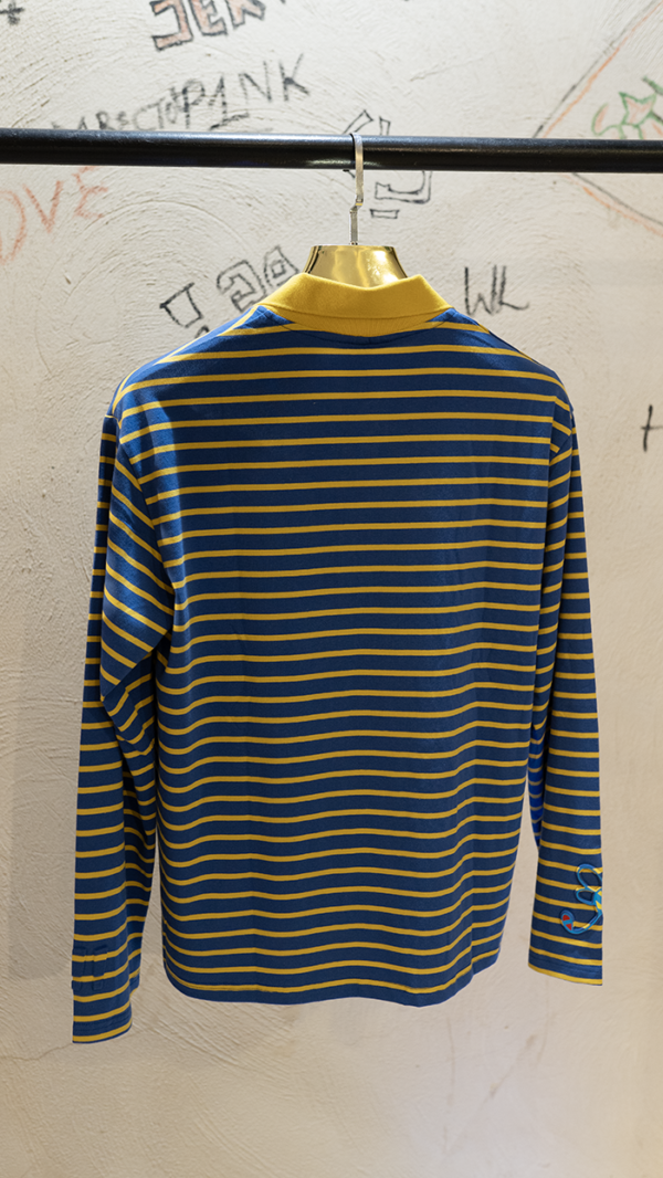 ISB Patch 12 is Love Bee Embossed Longsleeves Tshirt Colar Neck Yellow Stripe - Image 2