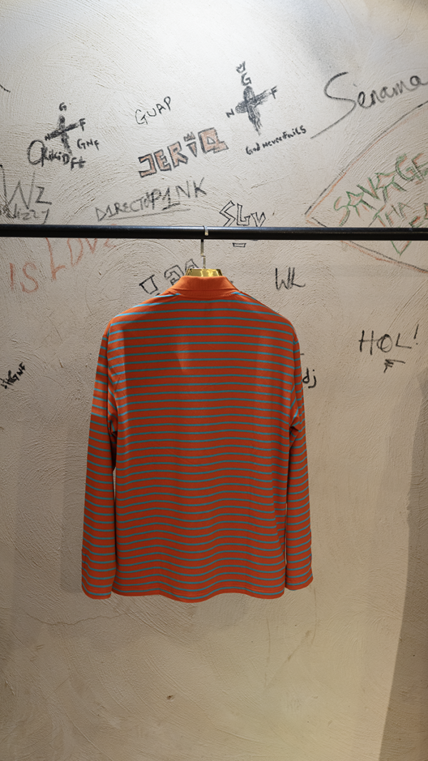 ISB Patch 12 is Love Bee Embossed Longsleeves Tshirt Colar Neck Orange Stripe - Image 2